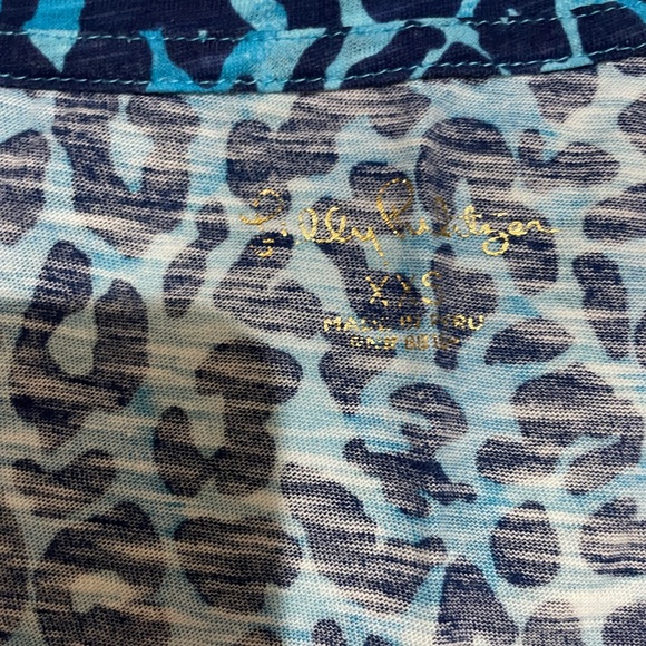 Lilly Pulitzer Etta Tee Blue Leopard Print size XXS - Picture 4 of 4